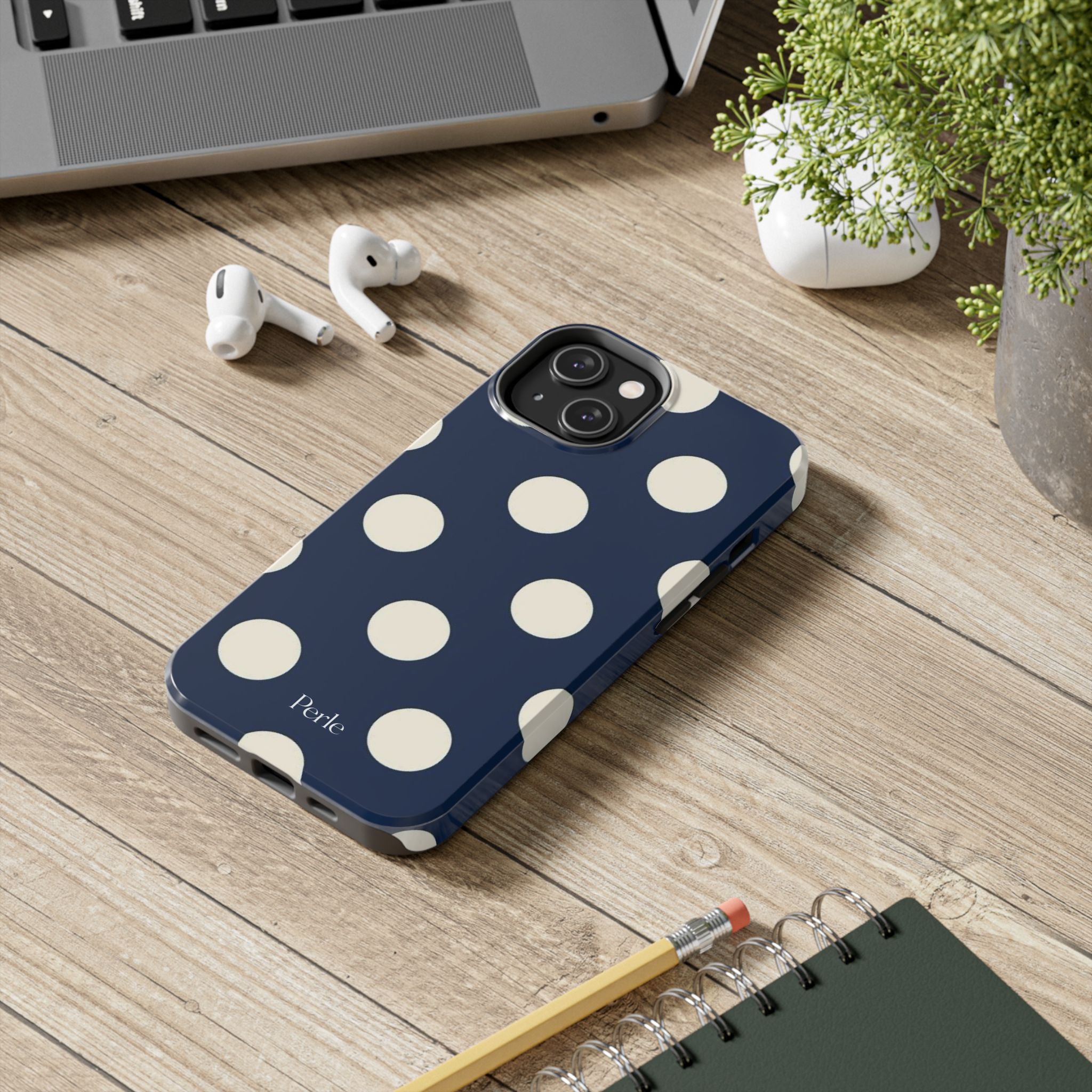 Navy Polka Dot Phone Case