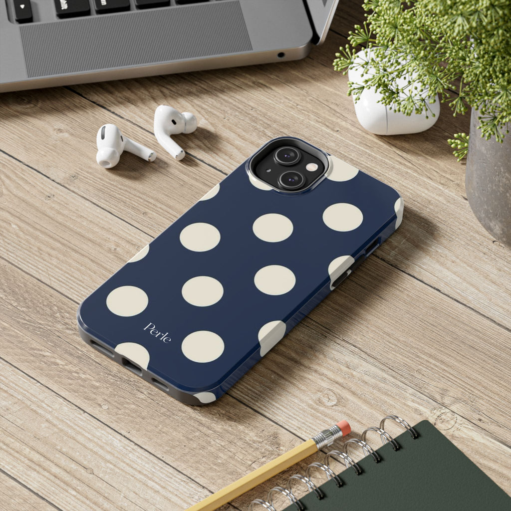 Navy Polka Dot Phone Case
