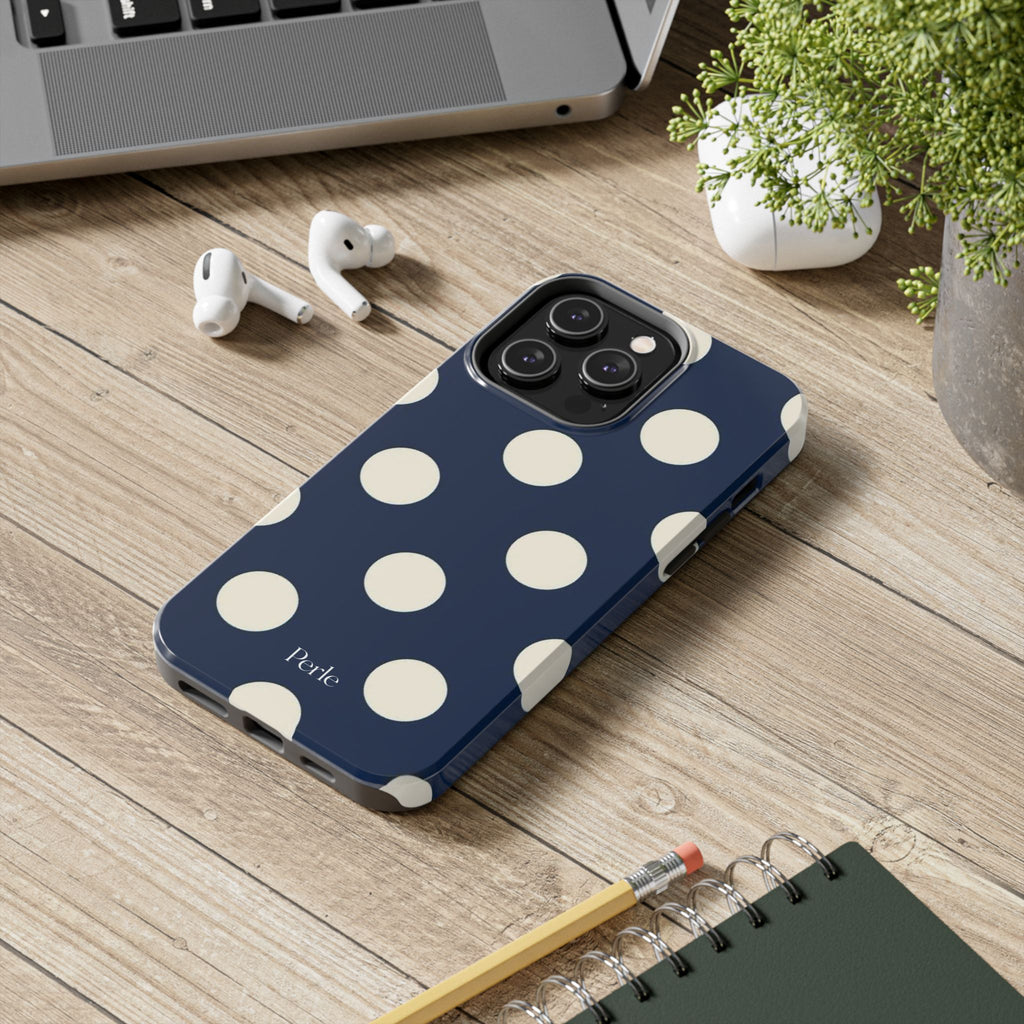 Navy Polka Dot Phone Case